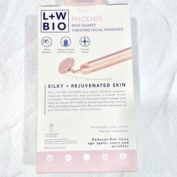 Luxe + Willow PHOENIX - Rose Quartz Vibrating Facial Roller BNIB! - Picture 8 of 12